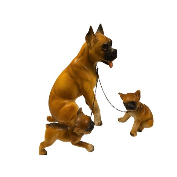 Boxer Dog With Puppies Ceramic Figurine Lipper and Mann Creations Japan Vintage - Picture 9 of 14